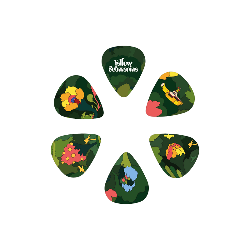 D'addario 1CWH4-11B2 Yellow Submarine 55th Anniversary Guitar Pick Medium Gauge 15-Pack Thin (Pepperland Woods)