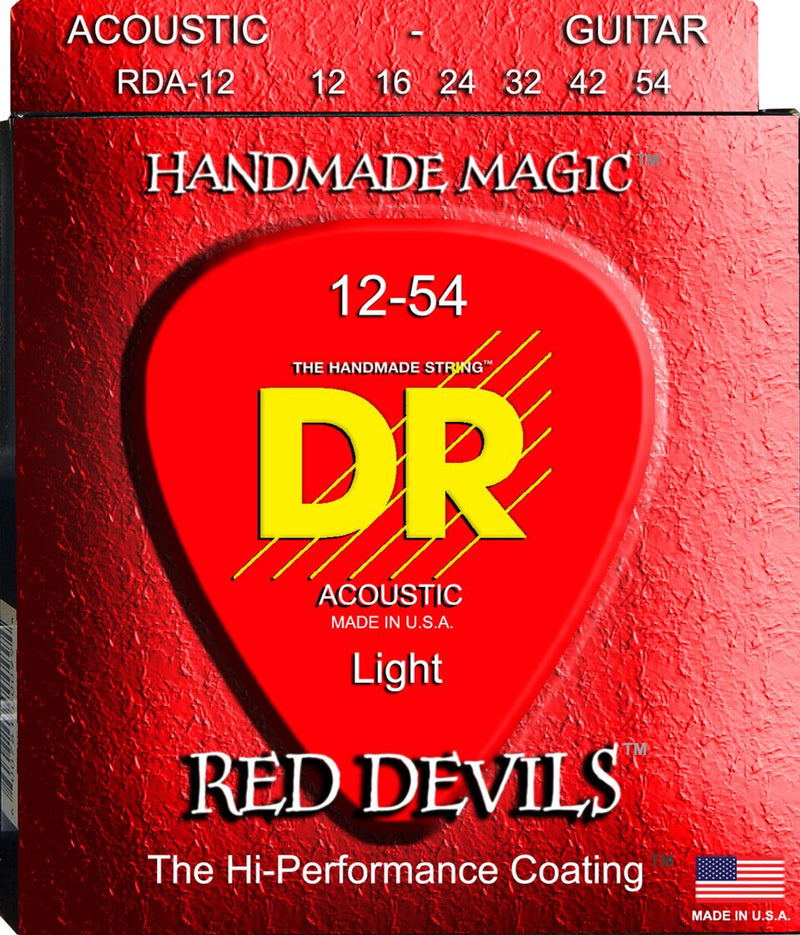 DR Handmade Strings RDA-12 Red Devils Acoustic Guitar Strings (Red) - 12-54