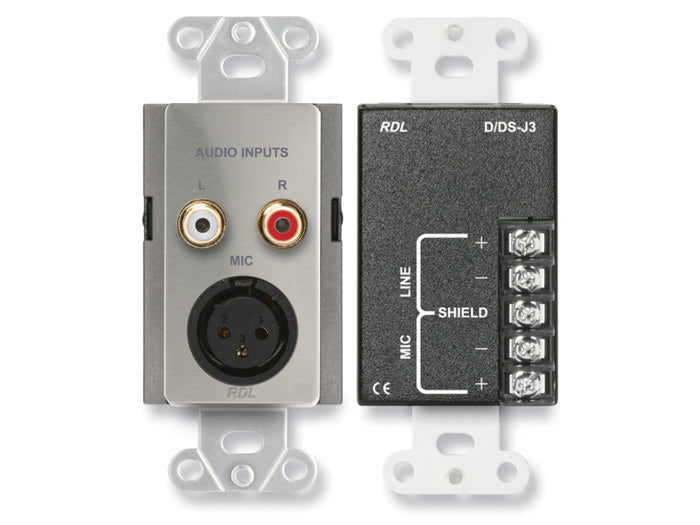RDL DS-J3 Microphone Line Input Assembly Wall Plate