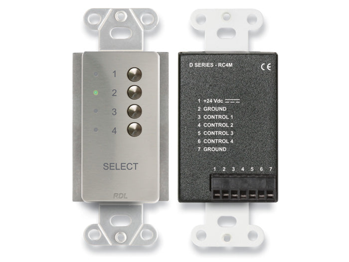 RDL DS-RC4M 4 Channel Remote Control Wall Plate