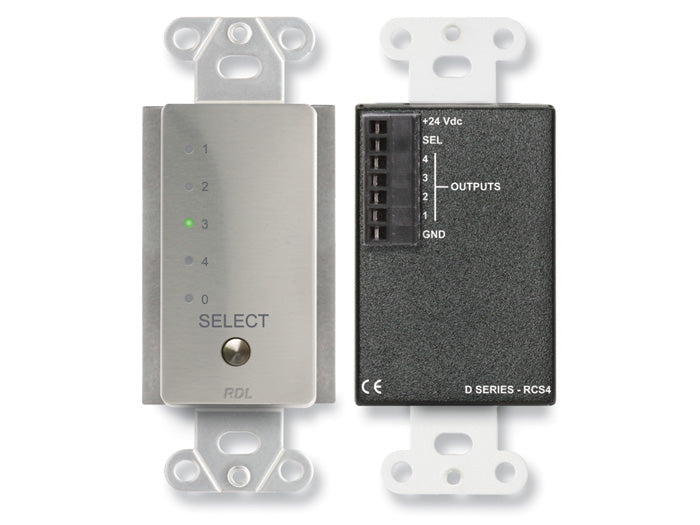 RDL DS-RCS4 Remote Channel Selector Wall Plate for RU-SX4A