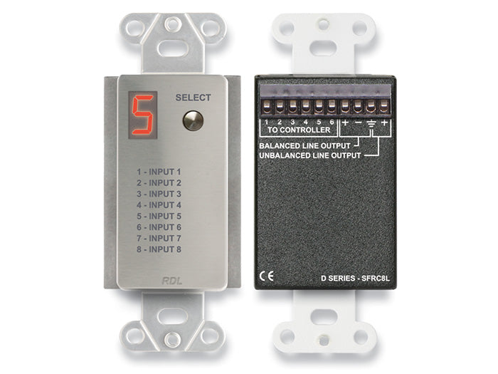 RDL DS-SFRC8L Audio Selector Wall Plate for SourceFlex Audio System