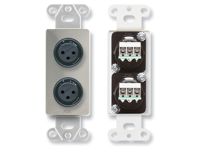 RDL DS-XLR2F Dual XLR 3 Pin Female Jack Wall Plate