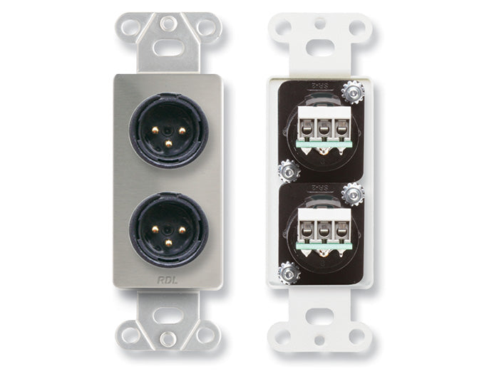 RDL DS-XLR2M Dual XLR 3 Pin Male Jack Wall Plate