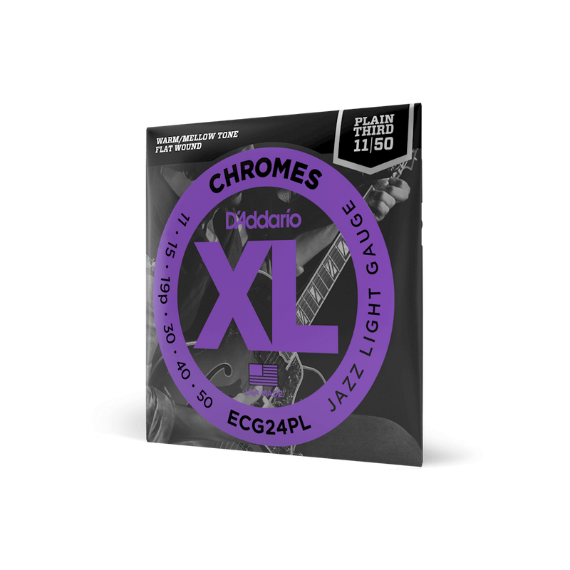 D'Addario ECG24PL Plain Third Flatwound Electric Guitar Strings (Jazz Light) - 11-50