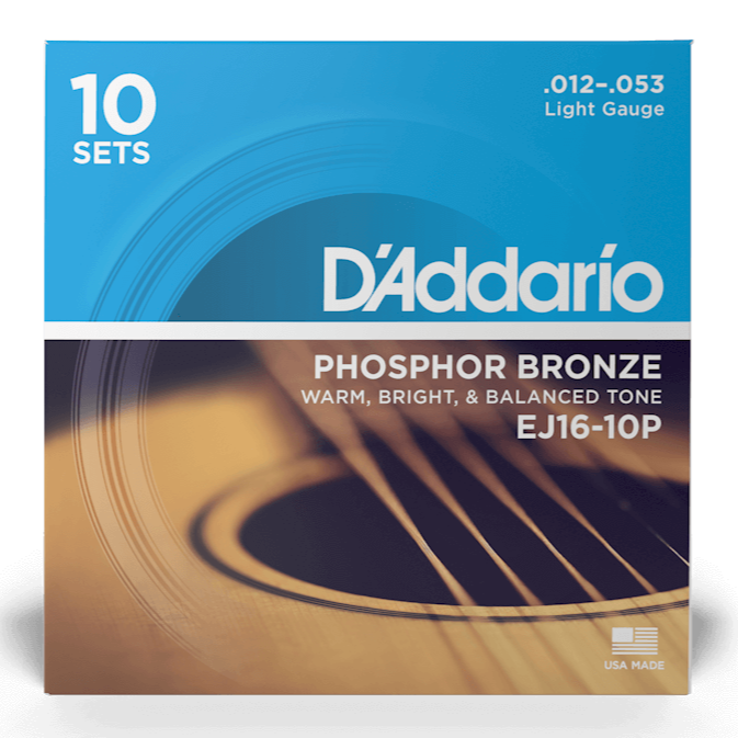 D'Addario EJ16-10P Phosphore Bronze Acoustic Guitar Strings Light - 10 ensembles