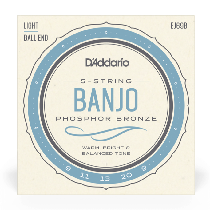 D'Addario EJ69b Phosphor Bronze Borjo à billes à 5 cordes, lumière, 9-20