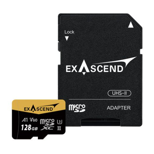 Exascend EX128GUSDV60-AD Catalyst UHS-II MicroSDXC Memory Card With SD Adapter - 128GB