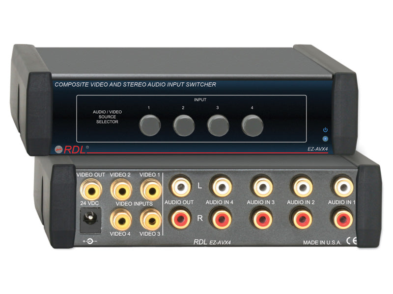 RDL EZ-AVX4 Composite Video and Stereo Audio Input Switcher - 4X1