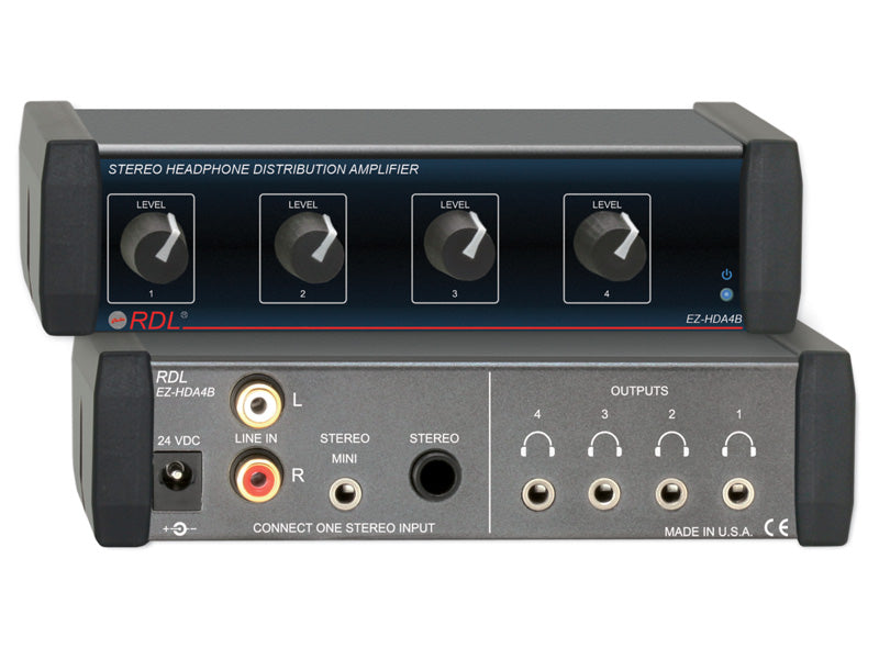 RDL EZ-HDA4B Stereo Headphone Distribution Amplifier
