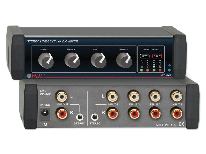 RDL EZ-MX4L Audio Mixer Stereo Line-Level - 4x1