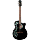 Luna FAU DRA BLK Fauna Dragon Acousitc/Electric Guitar (Classic Black)