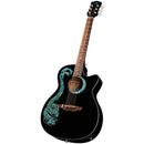 Luna FAU DRA BLK Fauna Dragon Acousitc/Electric Guitar (Classic Black)