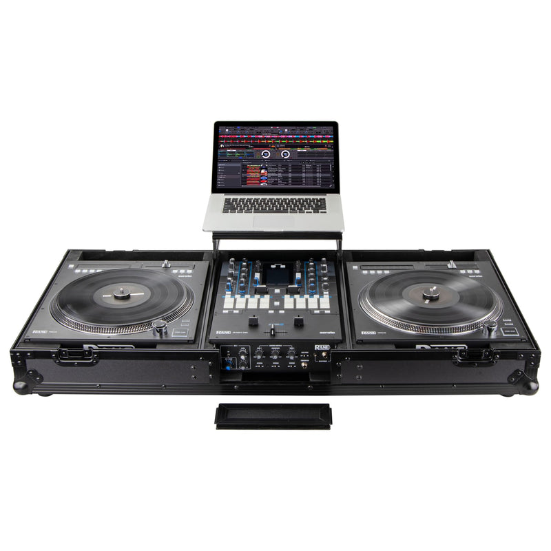 Odyssey FZGSRANE1272WBL Low Profile Rane Twelve and Rane Seventy/Seventy-Two Coffin Flight Case w/Glide Platform (Black) (DEMO)