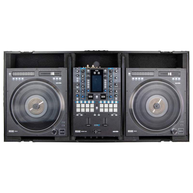 Odyssey FZGSRANE1272WBL Low Profile Rane Twelve and Rane Seventy/Seventy-Two Coffin Flight Case w/Glide Platform (Black) (DEMO)