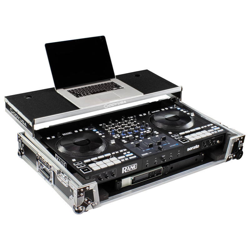 Odyssey FZGSRANE4W1 RANE FOUR 1U Flight Case w/Glide Style Laptop Platform and Wheels