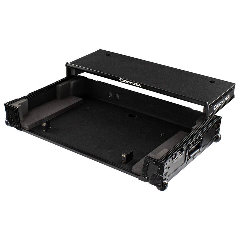 Odyssey FZGSRANE4W1BL Rane Four 1U Flight Case with Glide Style Laptop Platform and Wheels (Black Label)