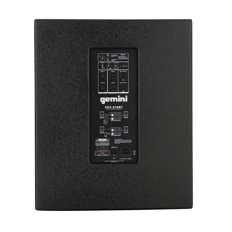 Gemini ZRX-S18BT Professional Subwoofer with Bluetooth - 18" Woofer