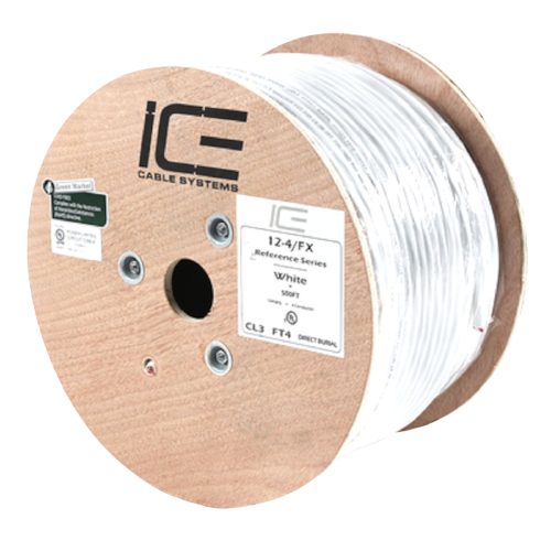 Ice Cable 12-4FX/SPOOL/WHT 12-4 Direct Burial Cable - 500ft Spool (White)