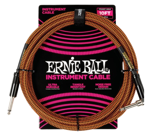 Ernie Ball 6470EB Straight/Angle Pumpkin Pie Instrument Braided Cable - 10ft