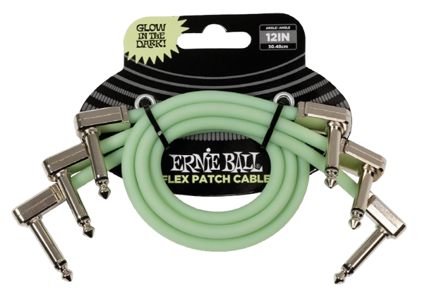 Ernie Ball 6476EB Flex Patch Instrument Cable (Glow-In-The-Dark) - 12"