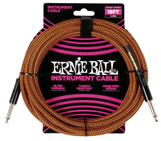 Ernie Ball 6469EB Straight/Straight Pumpkin Pie Instrument Braided Cable - 18ft