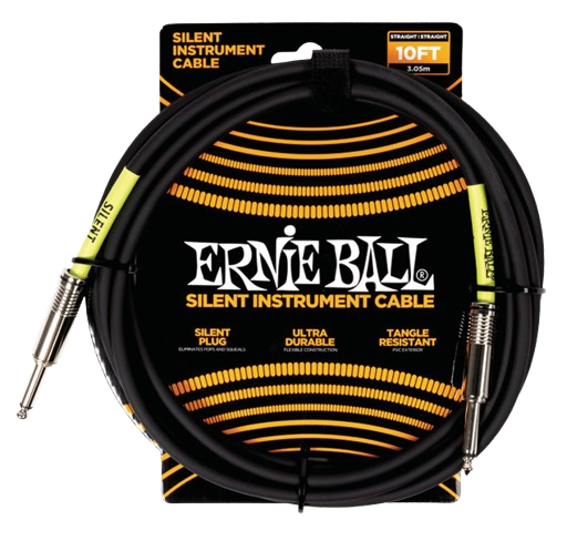 Ernie Ball 6472EB Straight/Straight Silent Instrument Cable (Black) - 10ft