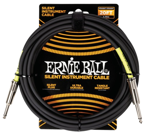 Ernie Ball 6473EB Straight/Straight Silent Instrument Cable (Black) - 20ft