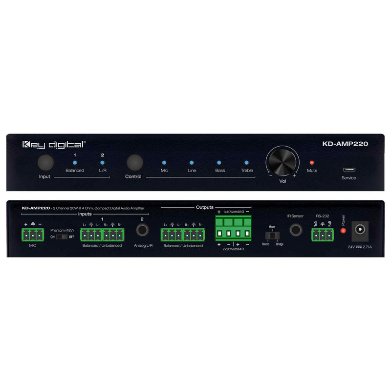 Key Digital KD-AMP220 Compact Digital Amplifier and Pre-Amplifier