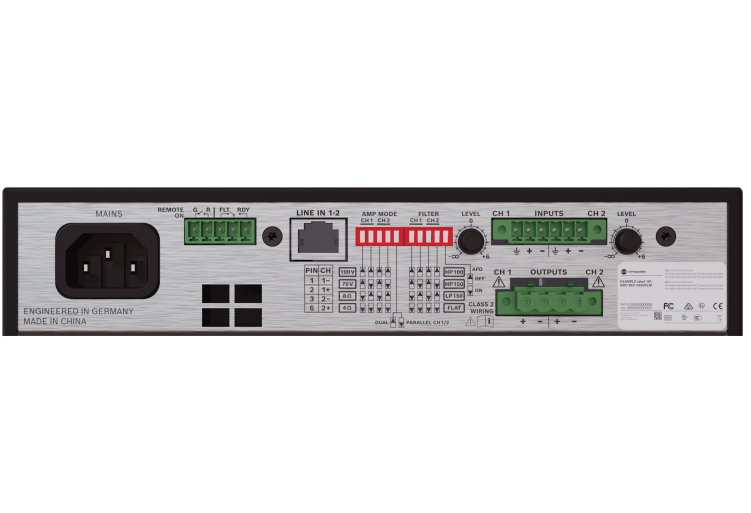 Dynacord V600:2 Two-Channel 600W Power Amplifier For Commercial Installations (1 RU, 1/2-Rack)