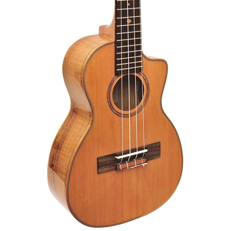 Leho LHUC-CMF-CE Spalted Maple Concert Cutaway Ukulele with Solid Cedar Top