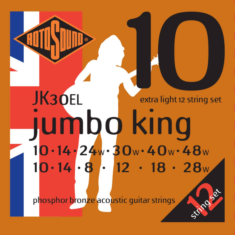 Rotosound JK30EL Phosphor Bronze Acoustic Guitar Strings (Extra Light) - 10-48