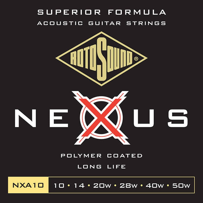 Rotosound NXA10 Nexus Coated Acoustic Guitar Strings - 10-50