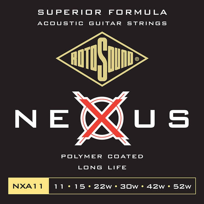 Rotosound NXA11 Nexus Coated Acoustic Guitar Strings - 11-52