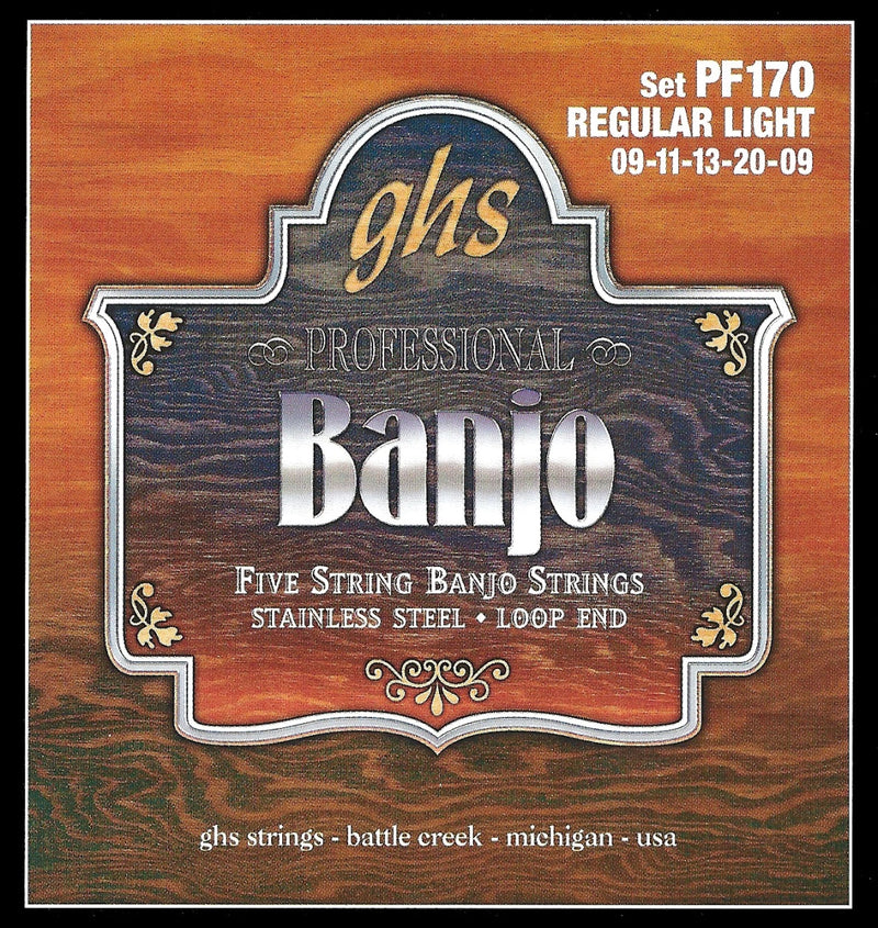 Ghs PF170 Banjo 5 String Stainless Regular Light Loop .009 - .020