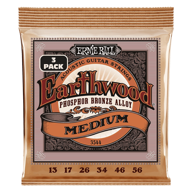 Ernie Ball 3544EB Medium Phosphor Bronze Acoustic Strings (3 Pack)