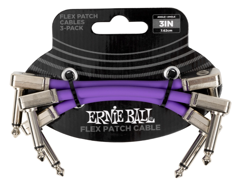Ernie Ball 6451EB Flex Patch Cable (Purple, Pack of 3) - 3"