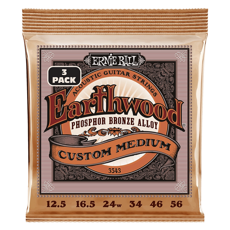 Ernie Ball 3543EB Custom Medium Acoustic Guitar Strings (3 Pack)