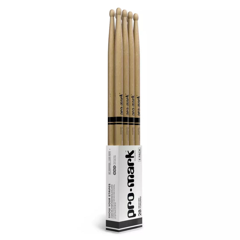 Pro-Mark TX2BW-4P Baguettes en hickory laqué avant - 2B (paquet de 4)