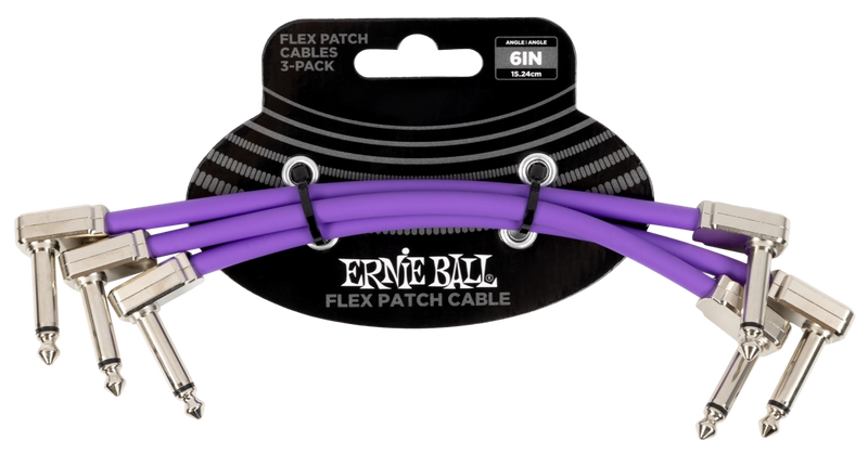Ernie Ball 6452EB Flex Patch Cable (Purple, Pack of 3) - 6"