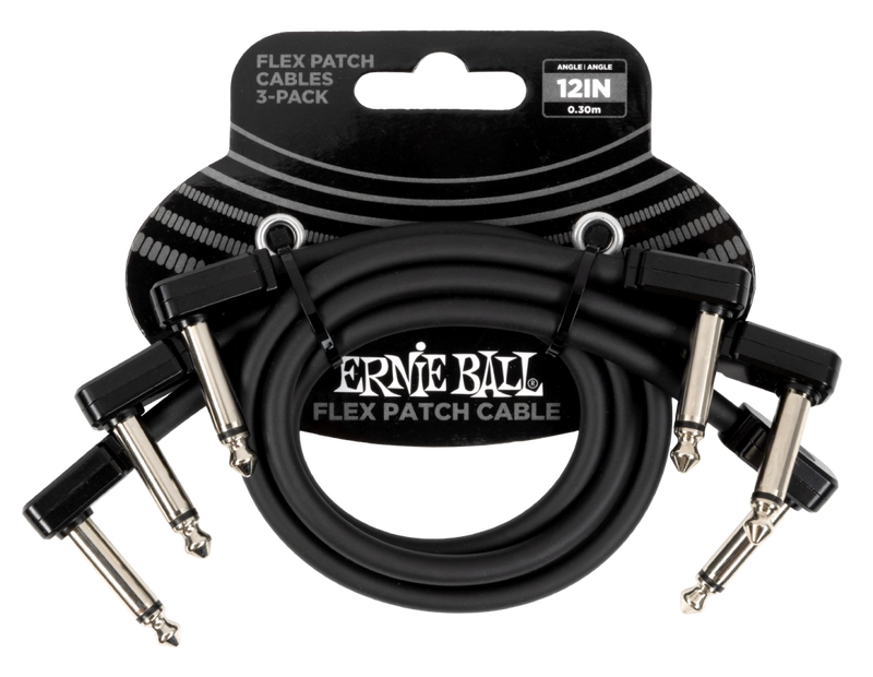 Ernie Ball 6445EB Flex Patch Cable (Pack of 3) - 12"