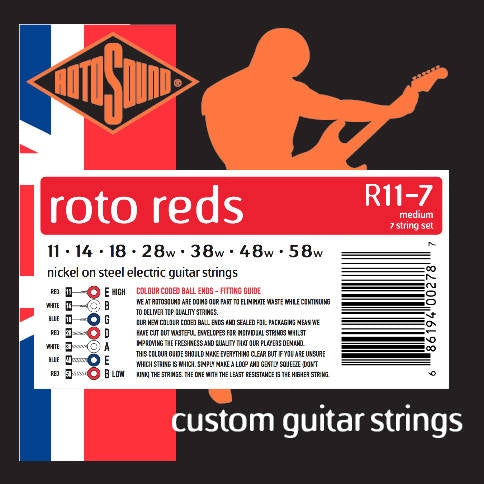 Rotosound R11-7 Nickel Light Electric Guitar Strings - 11-58