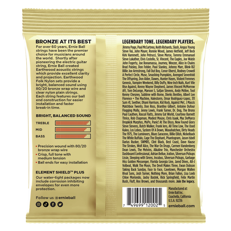Ernie Ball 2002EB Earthwd 8020 Med Earthwood Medium Acoustic Guitar Strings 8020 Bronze 13 - 56