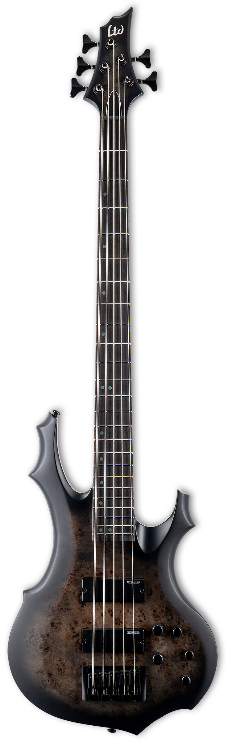 ESP LTD F-5 Ebony Electric Bass Guitar (Charcoal Burst Satin)