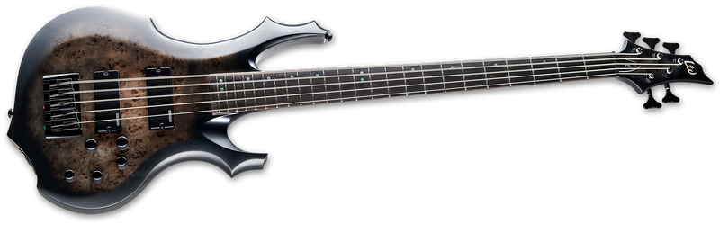ESP LTD F-5 Ebony Electric Bass Guitar (Charcoal Burst Satin)