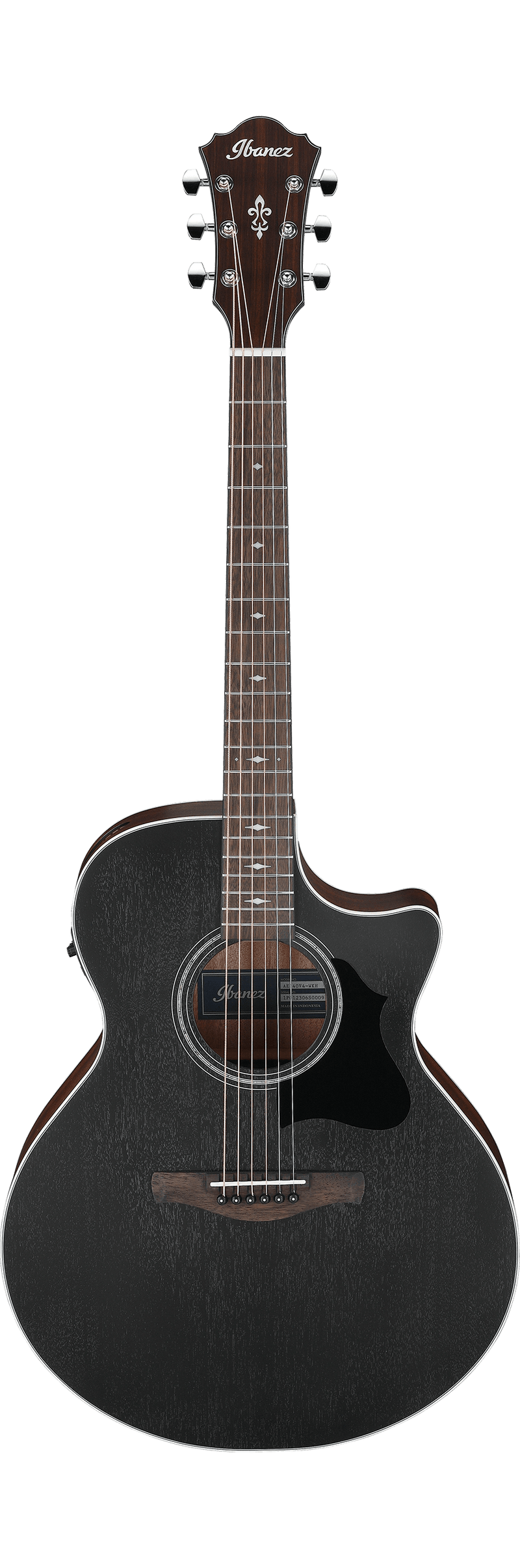 Guitare acoustique Ibanez AE140 (Black altéré, Pore ouvert naturel)