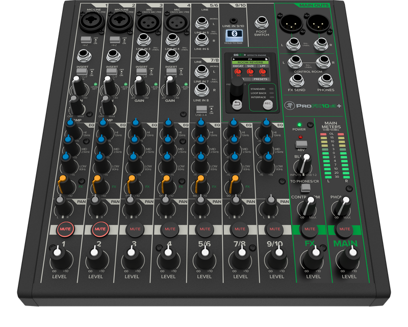 Mackie PROFX10V3+ Table de mixage analogique 10 canaux avec effets améliorés, modes d'enregistrement USB et Bluetooth