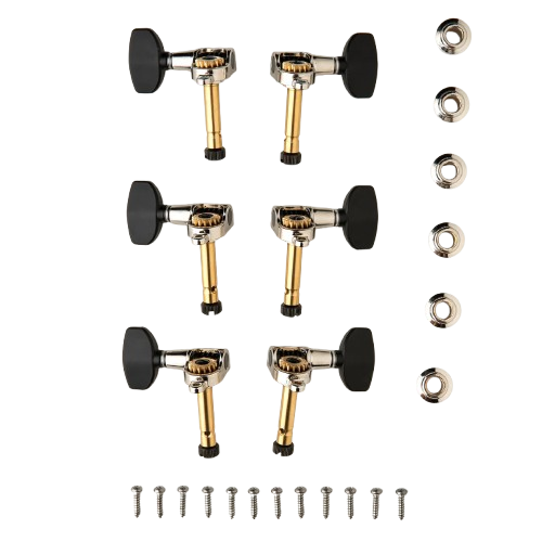 PRS PHASE III Locking Tuners With Wing Buttons (Shaft Design, Black) - 6 Pack