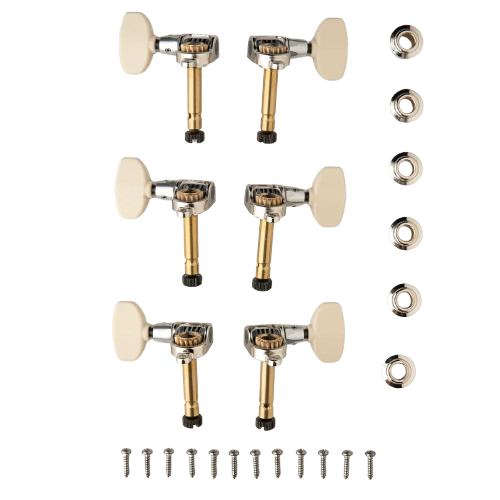 PRS PHASE III Locking Tuners With Wing Buttons (Collar Design, Ivory) - 6 Pack