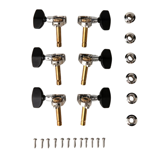 PRS PHASE III Non-Locking Tuners With Wing Button (Collar Design, Black) - 6 Pack